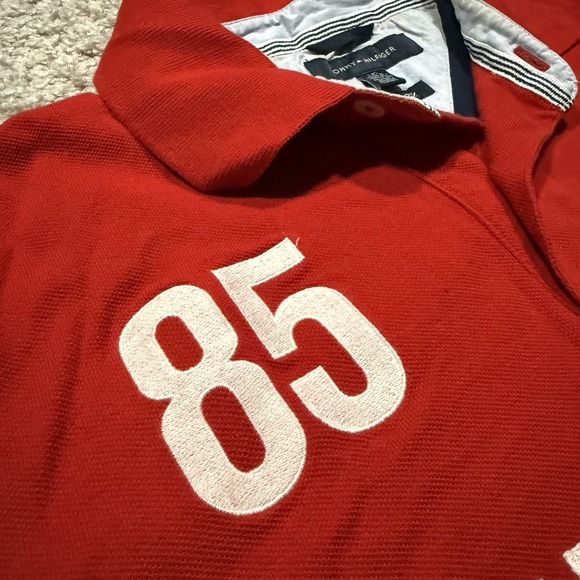 Tommy Hilfiger Men's Slim Fit Short Sleeve Polo SZ L Red/ Blue Embroidered - Picture 9 of 12